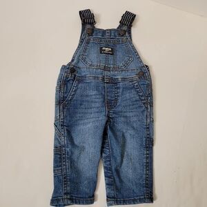 OshKosh B'Gosh Denim Overalls with Striped Straps - Size 6 MONTH